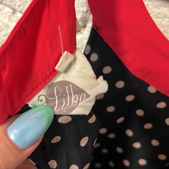 Lilka Anthropologie Black Lark Polka Dot Hi Lo Dress Size L - Picture 9 of 14
